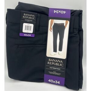 Banana‎ Republic Men's Flat Front Pant Black Slim Fit Stretch Fabric 40x34 NWT